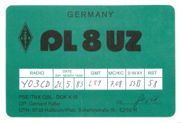 Germany Federal Republic Radio Amateur QSL Card Y03CD AL8UZ - Radio Amatoriale