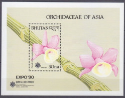 1990 Bhutan 1280/B251 Flowers 6,00 € - Orchideeën