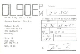 Germany Federal Republic Radio Amateur QSL Card Y03CD DL9OE - Radio Amatoriale