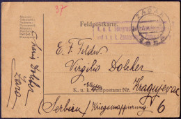 CROATIA - AUSTRIA K.u.K. - SERBIA - ETAPENPOST ZARA To FELDPOST KRAGUJEVAC - V. 1918. - Kroatië