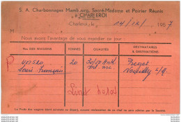 CHARLEROI  SA CHARLEROI MAMBOURG SACRE-MADAME ET POIRIER REUNIS 1957 CARTE EXPEDITION - Charleroi
