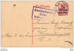 DEUTSCHES REICH AUSLANDSTELLE TRIER FREIGEGEBEN ENVOYEE DE BRUXELLES EN 1916 B2 - Ocupación Alemana