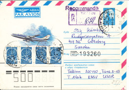 USSR Registered Postal Stationery Air Mail Cover Uprated And Sent To Sweden 10-12-1984 - Covers & Documents