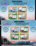 Messe Essen 1980 Korea 2047/0 2x 4-KB **/o 36€ Polarfahrt Zeppelin Stamps On Stamp Hoja Ss EXPO Blocs Sheetlets Bf Corea - Polareshiffe & Eisbrecher