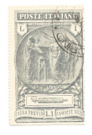 (REGNO D'ITALIA) 1923, CAMICE NERE, 1L+1L - Francobollo Usato, Annullo A Cerchio Da Periziare - Oblitérés