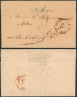 LSC + Cachet Dateur à Perles "Grammont" (1835) + Port 2 Décimes > Erpe, Accidentellemnt à Oordegem çàd Alost - 1830-1849 (Belgique Indépendante)