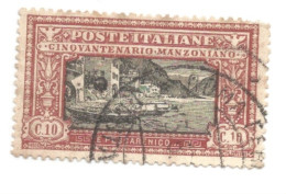 (REGNO D'ITALIA) 1923, MORTE DI MANZONI - Serie Di 6 Francobolli Usati, Annulli A Cerchio Da Periziare - Oblitérés