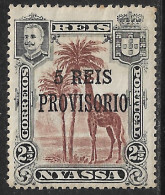 Companhia Niassa – 1910 King Carlos Overprinted PROVISORIO Surcharged 5 Réis Over 2 1/2 Mint Stamp - Nyasaland