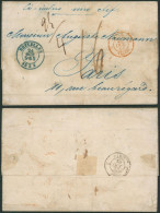 LSC Non Affranchie + Cachet Dateur "Bruxelles" (1853) Manusc. "Ci-inclus Une Clef", Calcul Du Port > Paris - Poste Rurale