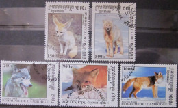 CAMBODIA 2001 ~ S.G. 2185 - 2189, ~ WOLVES AND FOXES. ~ VFU #03330 - Kambodscha