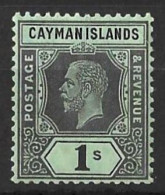 CAYMAN Is...KING GEORGE V..(1910-36..)..." 1912.."......1/-.........SG48b........WHITE BACK.........MH. - Cayman Islands