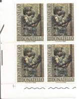 (REPUBBLICA ITALIANA) 1966, DONATELLO - Quartina Nuova MNH - 1961-70: Mint/hinged