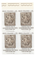 (REPUBBLICA ITALIANA) 1958, VISITA DELLO SCIAHINSCIAH DELL'IRAN, 25L - Quartina Nuova MNH - 1946-60: Mint/hinged