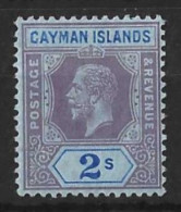 CAYMAN Is...KING GEORGE V..(1910-36..)..." 1912.."......2/-.....SG49..........MH. - Kaaiman Eilanden