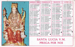 Calendarietto - Cmitato Permanente Festeggiamenti - S.lucia V.m. Belpasso - Catania - Anno 1968 - Tamaño Pequeño : 1961-70