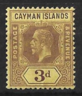 CAYMAN Is...KING GEORGE V...(1910-36..)....." 1912..".....3d......SG45d.....BUFF......MH.. - Cayman Islands