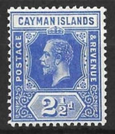 CAYMAN Is...KING GEORGE V...(1910-36..)....." 1912..".....2 & HALFd......SG44a.....DEEP BRIGHT ....(CAT.VAL.£15.)....MH. - Caimán (Islas)