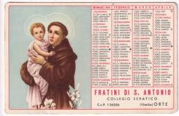 Calendarietto - Fratini Di S.antonio - Collegio Serafico - Viterbo - Orte - Anno 1961 - Petit Format : 1961-70