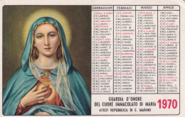 Calendarietto - Guardia D'onore Del Cuore Immacolato Di Maria - Repubblica Di S.marino - Anno 1970 - Petit Format : 1961-70