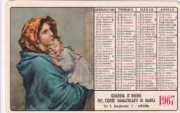 Calendarietto - Gurdia D'onore Del Cuore Immacolato Di Maria - Ancona - Anno 1967 - Formato Piccolo : 1961-70