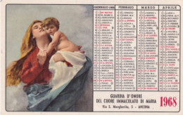 Calendarietto - Gurdia D'onore Del Cuore Immacolato Di Maria - Ancona - Anno 1968 - Petit Format : 1961-70