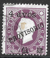 Macao Macau – 1894 King Luiz Surcharged 4 Avos Over 25 Réis Used Stamp - Oblitérés