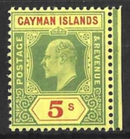 CAYMAN Is....KING EDWARD VII...(1901-10..)..." 1907.."...5/-......SG32....(CAT.VAL.£42.)..........NOTE ,MNH. - Cayman (Isole)