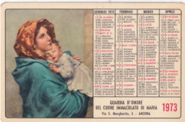 Calendarietto - Gurdia D'onore Del Cuore Immacolato Di Maria - Ancona - Anno 1973 - Small : 1971-80
