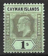 CAYMAN Is....KING EDWARD VII...(1901-10..)...." 1907..".....1/-.......SG31......(CAT.VAL.£9..)....... ,MH. - Iles Caïmans