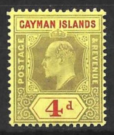 CAYMAN Is....KING EDWARD VII...(1901-10..)........4d.......SG29......(CAT.VAL.£60....)....... ,MH. - Cayman (Isole)