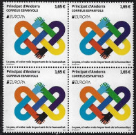 ANDORRA ESPAÑOLA /SPANISH ANDORRA - EUROPA-CEPT 2023 -"PEACE – The Highest Value Of Humanity".- BLOCK Of 4 STAMPS - N - 2023