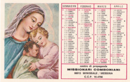 Calendarietto - Missionari Comboniani - Minissale - Messina - Anno 1970 - Petit Format : 1961-70