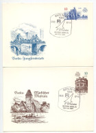 Germany, East 1987 2 Different 750 Jahre Berlin Postal Cards - 29. MMM Bezirk Berlin Commemorative Postmarks - Postkarten - Gebraucht