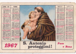 Calendarietto - Opera Antoniana Ricostruzione Cociale - Roma - Anno 1967 - Tamaño Pequeño : 1961-70