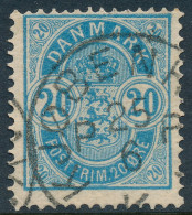 Denmark Danemark Danmark 1884: 20ø Blue Arms Type, F Used VARIETY, AFA 36z (DCDK00633) - Usati