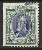 SOUTHERN RHODESIA...KING GEORGE V..(1910-36..)...." 1931..".....5/-....SG27.......SHORT PERFS....USED...... - Südrhodesien (...-1964)