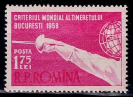 ROMANIA 1958 YOUTH WORLD FENCING CHAMPIONSHIPS MI No 1708 MNH VF!! - Unused Stamps