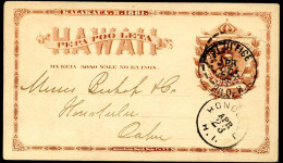 Hawaii Postal Card UX1 Hilo Hawaii - Honolulu Xf 1882 - Hawaï