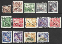 MALTA.....KING GEORGE VI..(1936-52..).." 1948.."......SET COMPLETE TO 4 & HALFd.......INC ALL COLOURS.....MH...... - Malta