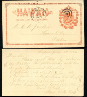 Hawaii Postal Card UX1 Kapaa Kauai- Honolulu Vf 1886 - Hawaï