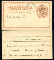 Hawaii Postal Card UX1 Honolulu MEETING ST. ANDREW'S ASSOCIATION Vf 1888 - Hawaii