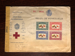 VENEZUELA FDC COVER  LETTER TO USA 1944 YEAR RED CROSS HEALTH MEDICINE STAMPS - Venezuela