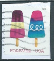 VEREINIGTE STAATEN ETATS UNIS USA 2018 FROZEN TREATS:PINK AND BLUE POPSICLE&CURLICUE USED PAPER SN 5290 MI 5490 YT 5109 - Oblitérés