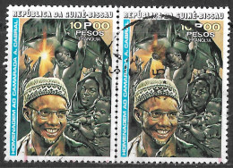 GUINE BISSAU – 1976 Amílcar Cabral 10 Pesos Pair Of Used Stamps - Guinea-Bissau