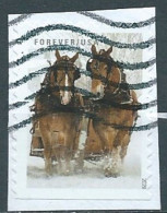 VEREINIGTE STAATEN ETATS UNIS USA 2020 WINTER SCENES: HORSES PULLING SLEIGH F USED ON PAPER SC 5540 MI 5778 YT 5387 - Gebruikt