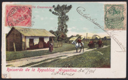 F-EX43099 URUGUAY 1901 POSTCARD TO SPAIN VILLA ENCARNACION ARGENTINA.   - Uruguay