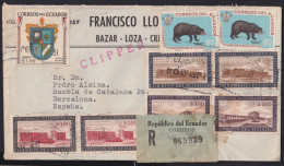 F-EX41273 ECUADOR 1960 REGISTERED AIR COVER QUITO TO SPAIN CLIPPER.   - Equateur