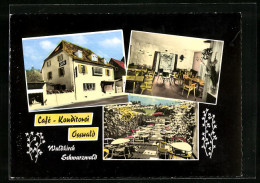 AK Waldkirch /Schwarzw., Café-Konditorei Osswald - Gebäude, Terrasse  - Waldkirch