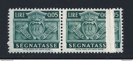 1945 SAN MARINO, Segnatasse N° 65d 5c. Verde Azzurro MNH/** Carta Ricongiunta - Variétés Et Curiosités