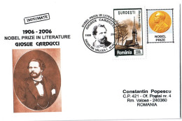 COV 88 - 409 Giosue CARDUCCI, Nobel Prize In Literature, Italy-Romania - Cover - Used - 2006 - Ecrivains